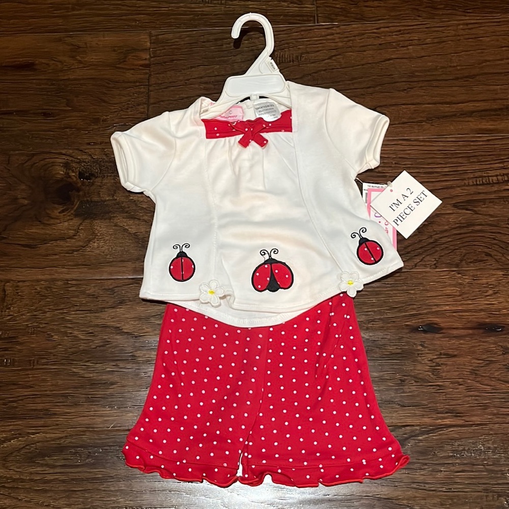 NWT The Mayfair Company top and shorts ladybug outfit